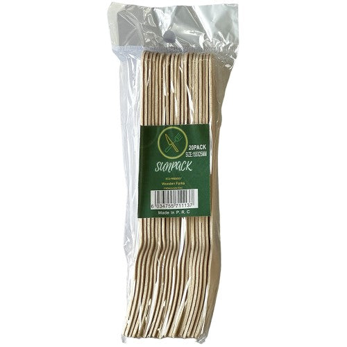 SunPack Wooden Forks 20pc ( 10 Pack )