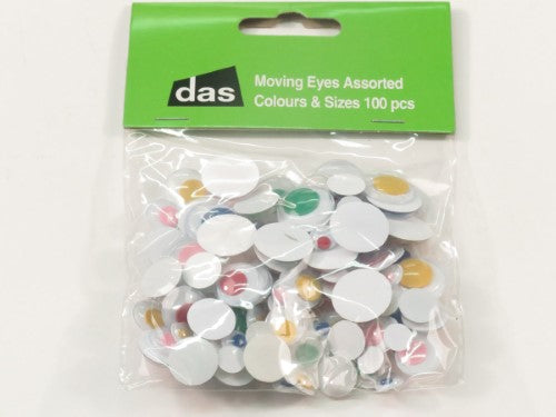 Assorted moving googly eyes in various colors and sizes for creative arts and crafts projects, perfect for all ages.