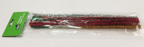 Shiny metallic pipe cleaners, 30cm long, flexible, vibrant for creative DIY projects and crafts. Pack of 25 pieces.