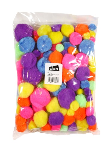 Craft - Pom Poms Assorted Bright Neon Colours 15