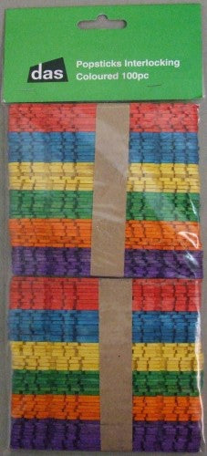 Vibrant 100pc interlocking colored popsticks for creative crafting and educational fun for kids.