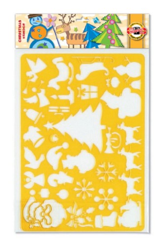 Artist Stencil - Drg Template Xmas 4, 26.5 cm x 19 cm, festive designs for coloring and crafting safe for kids.