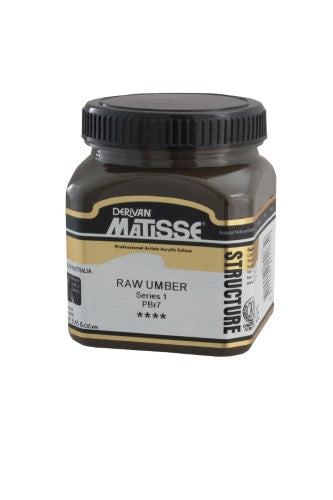 Matisse Str Acrylic Paint in Raw Umber, 250ml bottle, ideal for textured effects and archival quality art creations.