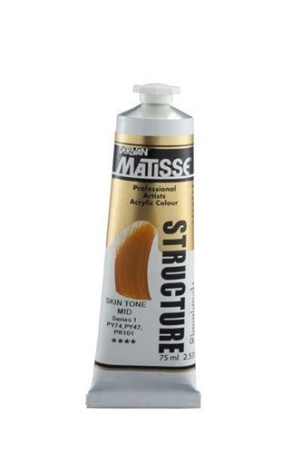 Matisse Structure 75ml Skin Tone Mid S1 acrylic paint, ideal for realistic skin tones and textured painting techniques.
