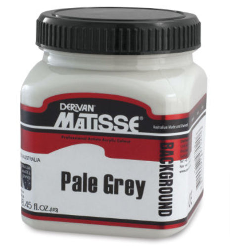 Matisse Background Acrylic Paint in Pale Grey, 250ml, ideal for creating smooth, matte bases on various surfaces.