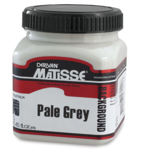 Matisse Background Acrylic Paint in Pale Grey, 250ml, ideal for creating smooth, matte bases on various surfaces.