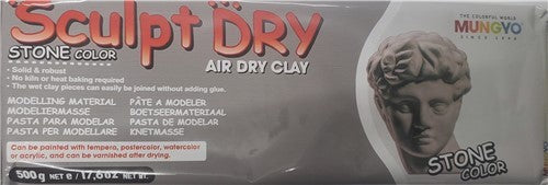 Mungyo Sculpt Dry Clay 500g in stone color, ideal for air-drying sculptures and crafts, non-toxic and easy to mold.