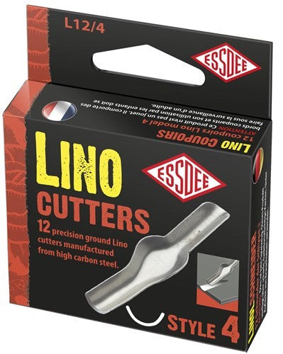 Lino Cutter No.4 with 12 high-carbon steel blades for precise printmaking, ideal for fine lines and intricate designs.