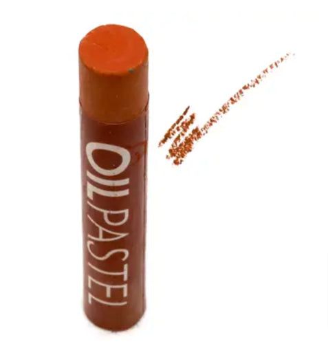 Pack of 6 Burnt Sienna oil pastels, creamy texture for vibrant colors, ideal for blending and various art techniques.