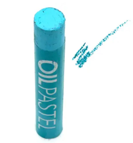 Pack of 6 Light Blue Gallery Oil Pastels, creamy, blendable, ideal for artists on various surfaces.