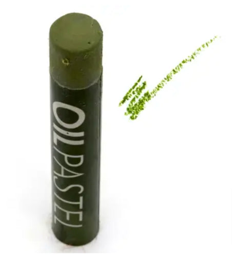 Pack of 6 Leaf Green oil pastels, ideal for blending and vibrant art, suitable for artists of all skill levels.