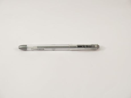 My Met A/Free Pen 0.7mm Silver with metallic gel ink for smooth, precise writing on various paper types.
