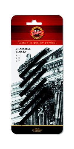 Set of 6 premium charcoal blocks for versatile sketching and shading, featuring three hardness levels for varied textures.