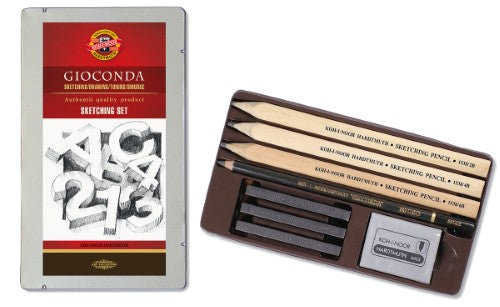 8892 Gioconda Sketching Set includes high-quality pencils, graphite sticks, and eraser for versatile artistic expression.