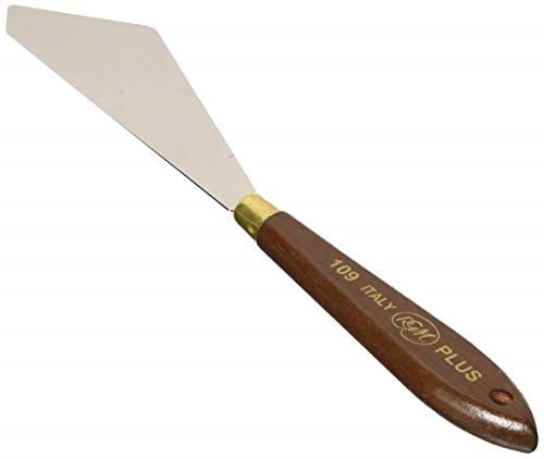 Rgm Classic Painting Knife #109 features a flexible steel blade and ergonomic wooden handle for comfortable, precise painting.