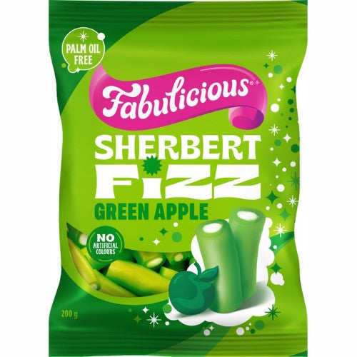 RJ's Fabulicious Green Apple Sherbert Fizz 200g ( 12 Pack )