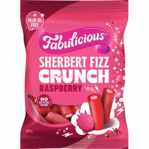 RJ's Fabulicious Raspberry Sherbert Crunch 180g ( 12 Pack )