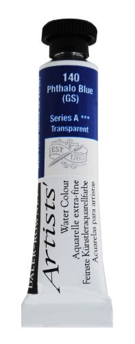Daler-Rowney 5ml Phthalo Blue watercolour paint, rich and vibrant, ideal for layering and achieving brilliant transparency.