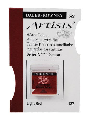 Daler Rowney Light Red Watercolour half pan, rich color for smooth application, perfect for artists of all levels.
