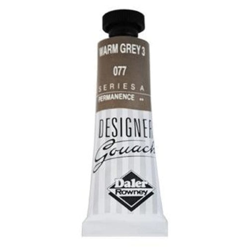 Rowney Gouache 15ml Warm Grey 3, a vibrant opaque paint perfect for artists, blending easily with watercolors for stunning results.