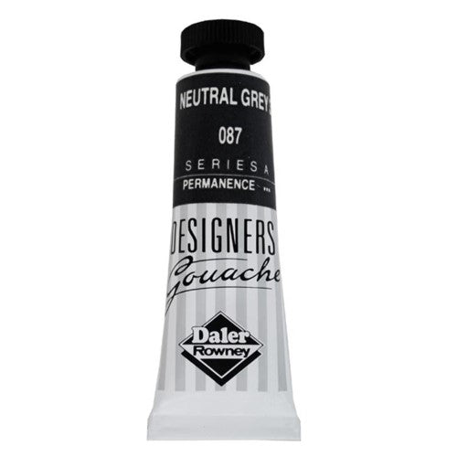 Rowney Gouache 15ml in Neutral Grey 3, premium opaque paint for artists with exceptional tinting strength and blending ability.