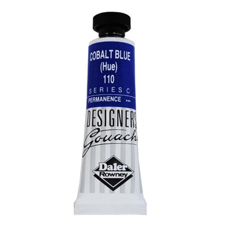 Rowney Gouache 15ml Cobalt Blue (Hue) - vibrant, opaque paint for artists, excellent coverage and tinting strength, made in England.