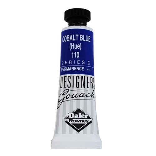 Rowney Gouache 15ml Cobalt Blue (Hue) - vibrant, opaque paint for artists, excellent coverage and tinting strength, made in England.