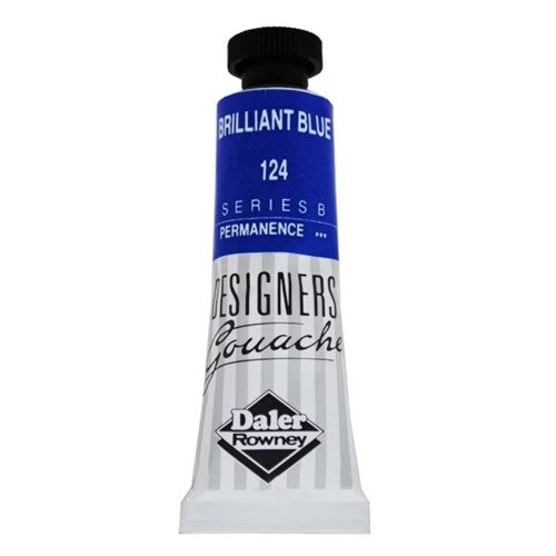 Rowney Gouache 15ml in Brilliant Blue, vibrant and opaque paint ideal for artists, offering superior blending and durability.