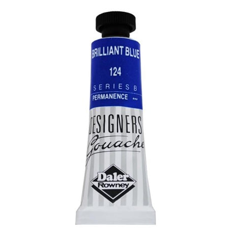 Rowney Gouache 15ml in Brilliant Blue, vibrant and opaque paint ideal for artists, offering superior blending and durability.