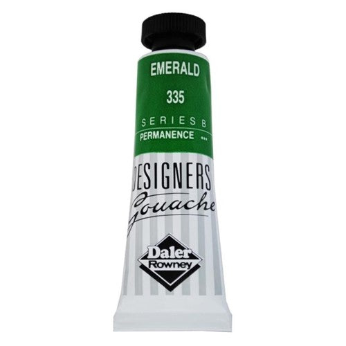 Rowney Gouache 15ml in Emerald, vibrant opaque paint for artists, ideal for illustrations and fine art projects.