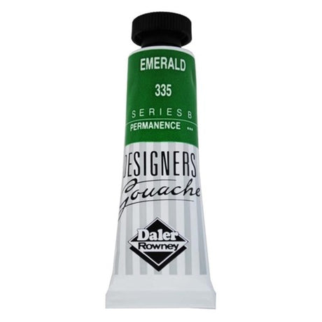 Rowney Gouache 15ml in Emerald, vibrant opaque paint for artists, ideal for illustrations and fine art projects.