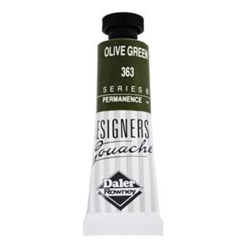Rowney Gouache 15ml in Olive Green, a high-quality, opaque paint for vibrant illustrations and fine art projects.
