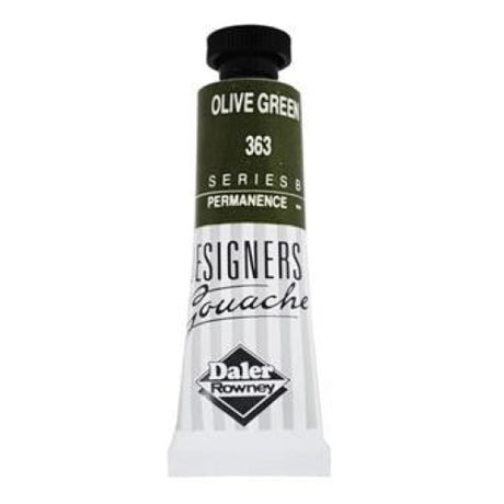 Rowney Gouache 15ml in Olive Green, a high-quality, opaque paint for vibrant illustrations and fine art projects.