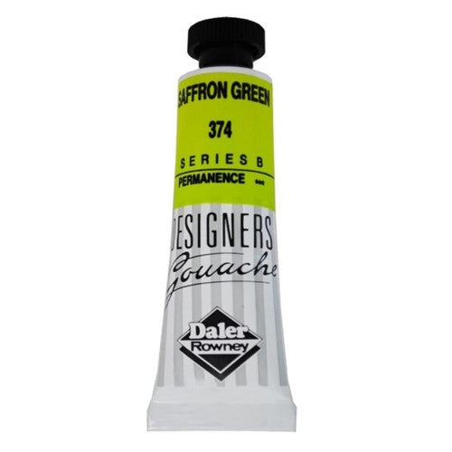 Rowney Gouache 15ml in Saffron Green, vibrant, opaque finish for professional art and seamless color blending.