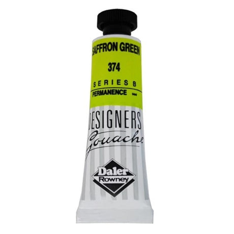 Rowney Gouache 15ml in Saffron Green, vibrant, opaque finish for professional art and seamless color blending.
