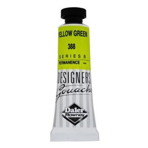 Rowney Gouache 15ml in Yellow Green - vibrant, opaque paint ideal for artists with excellent covering power.