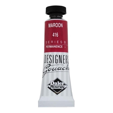 Rowney Gouache 15ml Maroon features a rich, vibrant hue perfect for detailed illustrations and professional graphic designs.