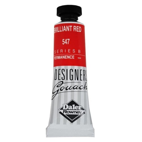 Rowney Gouache 15ml Brilliant Red, a premium opaque paint for vibrant illustrations and creative projects.