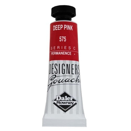 Rowney Gouache 15ml in Deep Pink, a premium opaque paint ideal for vibrant illustrations and smooth application.