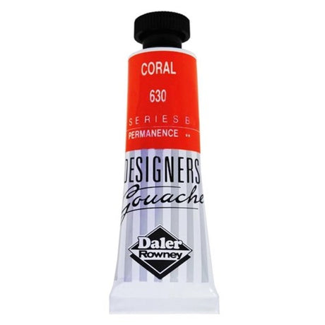 Rowney Gouache 15ml in Coral - vibrant, opaque paint perfect for artists, offering exceptional covering power and smooth application.