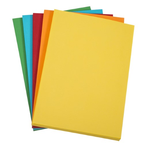 A4 75gsm brightly colored paper pack of 500 sheets, perfect for vibrant documents and creative projects.