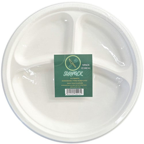 SunPack Paper Plate 3 Section 10pk ( 12 Pack )