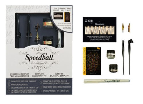 Complete calligraphy kit with premium tools, vibrant inks, and practice resources for beautiful lettering art.