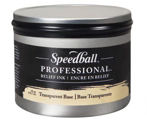 Speedball Pro Relief Ink 8oz Trans Base, water miscible, oil-based ink for vibrant, archival-quality prints.