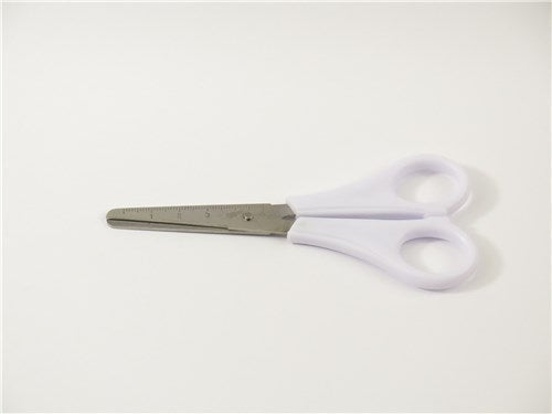 5 1/4" left-handed scissors with ergonomic grip, stainless steel blades for precise cutting in crafting and everyday tasks.
