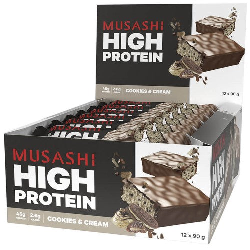 Musashi High Protein Bar Cookie & Cream 90g ( 12 Pack )