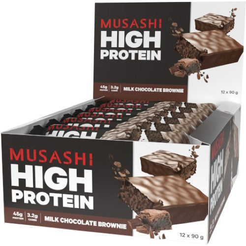 Musashi High Protein Chocolate Brownie 90g ( 12 Pack )
