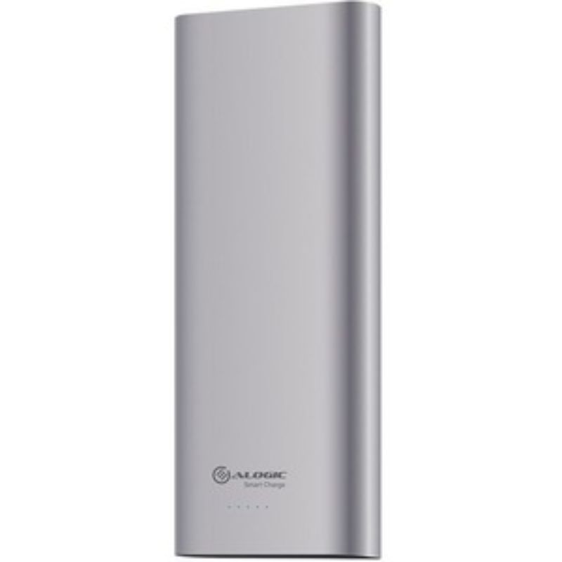 Alogic Prime 15,600mAh Power Bank in Space Gray, fast charging for Android & Apple, dual device support, durable design.