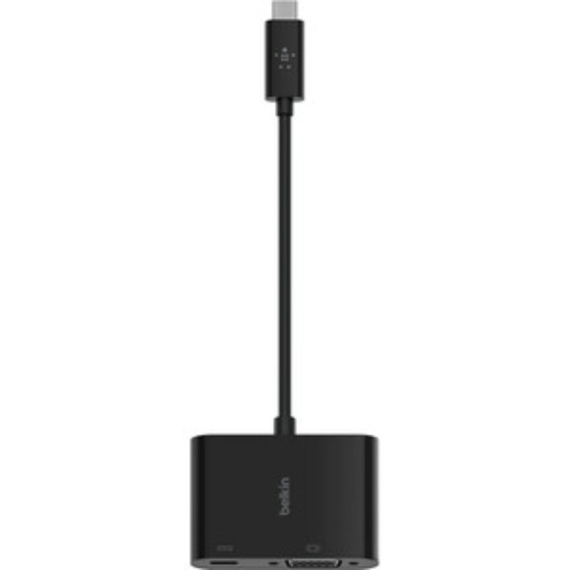 Belkin USB-C to VGA Adapter enables high-def 1080p video output and device charging for seamless presentations and connectivity.