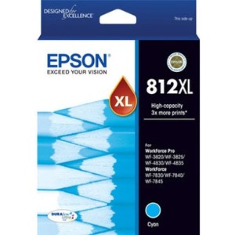 Epson DURABrite Ultra 812XL High Yield Cyan Ink Cartridge for Inkjet Printers - 1100 Pages